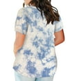 thumbnail image 3 of TQWQT Womens Plus Size Tops Summer Casual Cute Tee Shirt Short Sleeve V Neck Gradient Graphic T-Shirt 4x-5x Tunic Tops with Pocket Sky Blue XL, 3 of 5