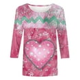 thumbnail image 4 of Viikei Women's Long Sleeve Knit Crewneck Casual,Women's Valentine's Day Print Fashion Tees Casual Crewneck 3/4 Sleeve Loose T-Shirt Ladies Tops Blouses Shirts Pink XXL, 4 of 5