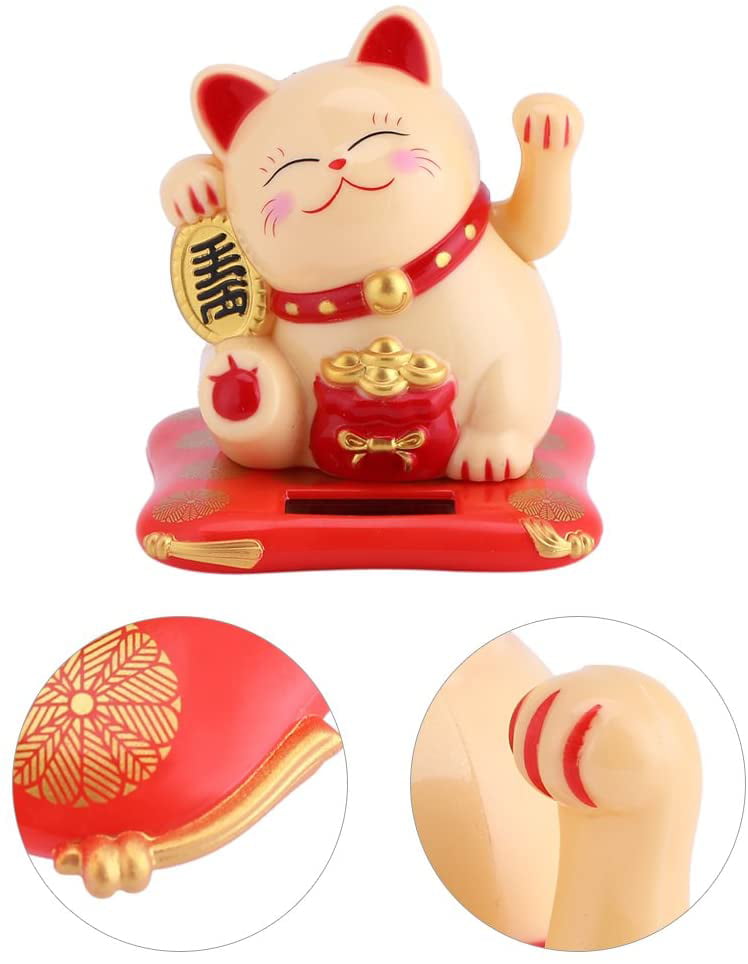Waving Paw Lucky Fortune Cats Toy Home Office Garden Decor Yellow,Lucky Cat 