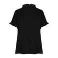 thumbnail image 6 of VBVC Women's Ruffled V-Neck Breathable Blouse, Ladies' Short Sleeve Button Babydoll Shirt, Casual Loose Fit Summer Top For Women,Black,S-3XL, 6 of 9