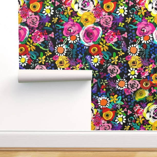 Peel-and-Stick Removable Wallpaper Colorful Floral Bright Flower