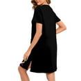 thumbnail image 5 of Women Christmas Nightgown Zip Front Short Sleeve Sleepwear Soft Fleece Loungewear House Dress Nightshirt, 5 of 7