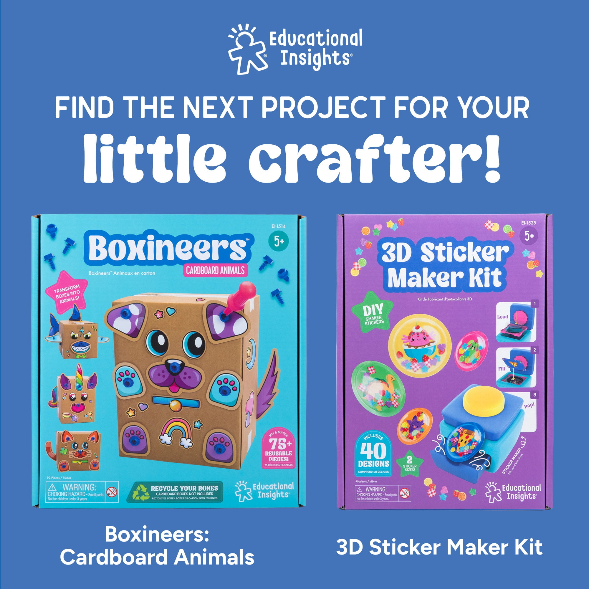 Educational Insights Boxineers Cardboard Vehicles, Craft Set for Kids Ages 5 and up