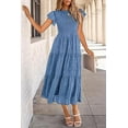thumbnail image 5 of PRETTYGARDEN Women's Floral Midi Dress Summer Cap Sleeve Smocked Ruffle A Line Long Flowy Wedding Guest Dresses, 5 of 7