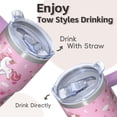 thumbnail image 4 of 20OZ Cute Unicorn Coffee Tumbler with Handle and Straw Double Wall Stainless Steel Insulated Travel Mug Cup Great Gifts for Women Mom Friends on Birthday Christmas Thanksgiving, 4 of 6