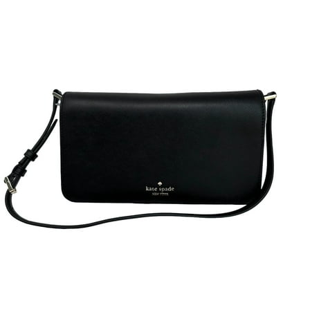Kate Spade Staci Flap Shoulder Black Saffiano Leather Bag KF371 $329