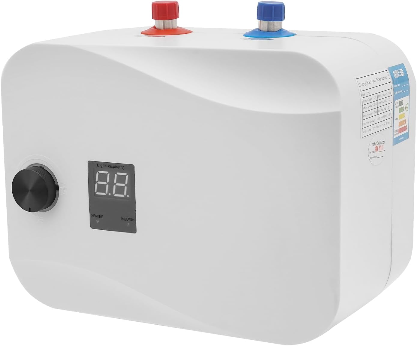 Under Sink Instant Water Heater 2.5 Gallon Water Heater Mini Tank Water Heater Digital Display RV Small Hot Water Heater 1/2" NPT Wall / Floor Mounted