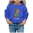 thumbnail image 2 of Girls Sweatshirt Childrens Reindeer Snowflake Crew Neck Long Sleeve Hoodless Top Blue 5-6 Years, 2 of 4
