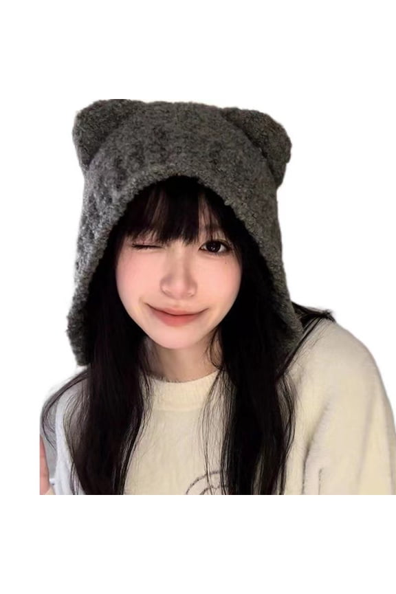 Fleece Hat Women Winter Beret Hat Cartoon Bear Hat Warm Beanie Hat Photo Props