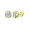 thumbnail image 2 of 10kt Yellow Gold Mens Round Diamond Cluster Stud Earrings 1/5 Cttw, 2 of 2