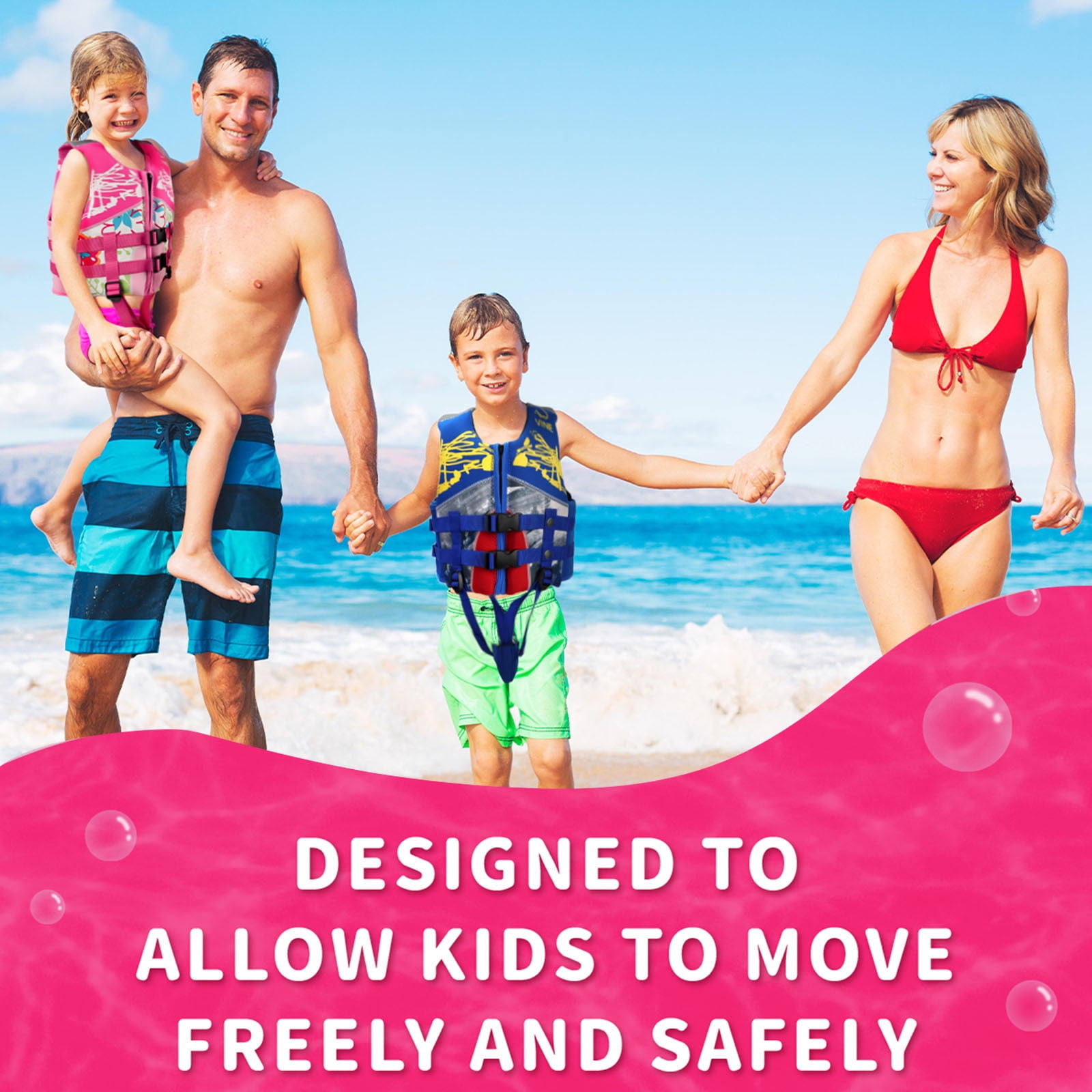 Gogokids Kids Swim Vest Flotation Life Jacket Bouyancy Swimwear with Adjustable Harness,30-50 lbs Pink