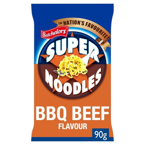 Batchelors Super Noodles BBQ Beef Instant Packet Noodles 90g, British Import (Pack of 2)