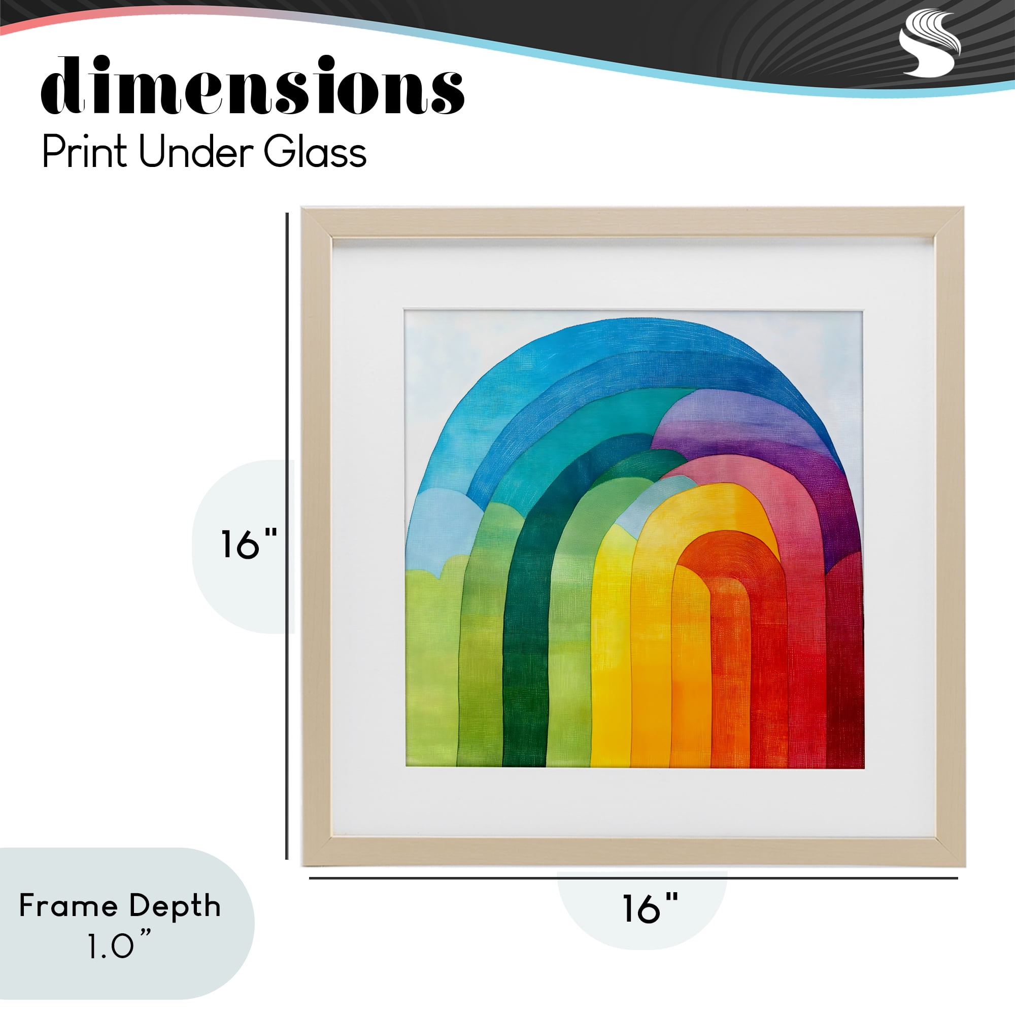Stupell Industries Vibrant Rainbow Arch Abstraction Birch Framed Print Under Glass, design by Creative Studio