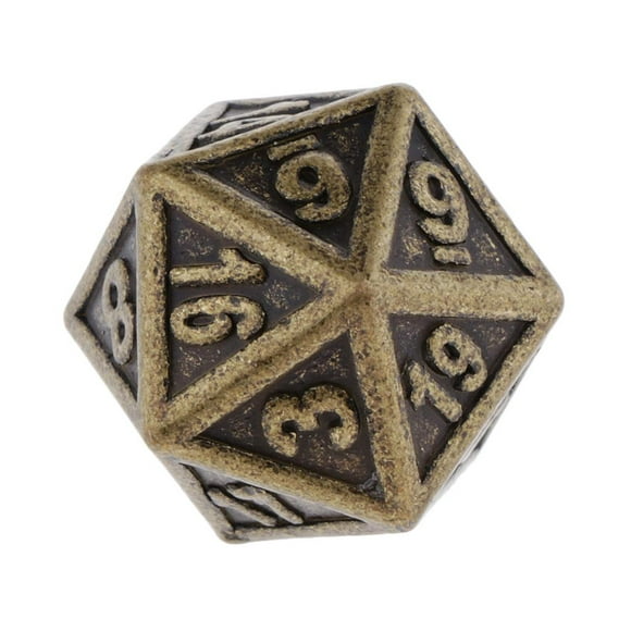 TISHITA Heavy Metal Dice D20 Twenty Sided 22mm 0.87" Polyhedral for RPG Gaming Props copper