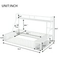 thumbnail image 3 of DreamBuck Full Size Floor Bed Frame with Safety Fence, Metal Floor Bed with Desk and Storage Shelves, Playhouse Bed for White, 3 of 7