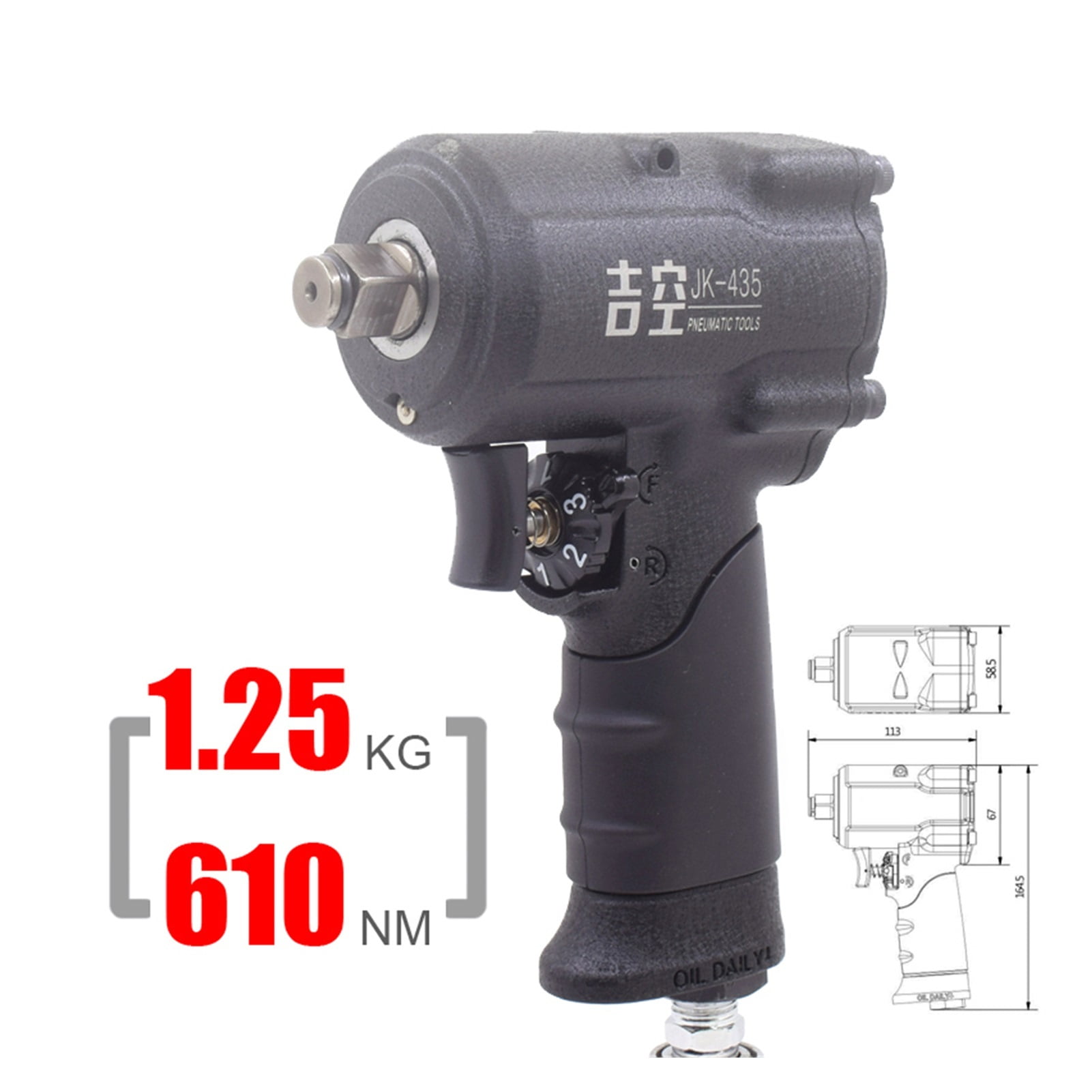 1/2" Inch Pneumatic Impact Wrench Heavy Duty Air Car Wrenches Auto Repair Spanner Jumbo Hammer Gun 610NM Remove Bolts Lug Nuts
