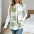 thumbnail image 2 of qolati Womens Fuzzy Fleece Vest Soft Flannel Plaid Sherpa Sleeveless Open Front Jacket Warm Casual Fall Winter Layering Outerwear with Pockets, Size S-2XL, 2 of 9
