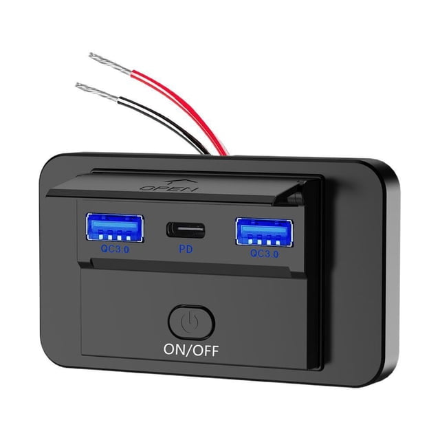 TQEHS Toma de carga USB para coche, doble QC3.0 PD + PD 3.0, montaje en panel
