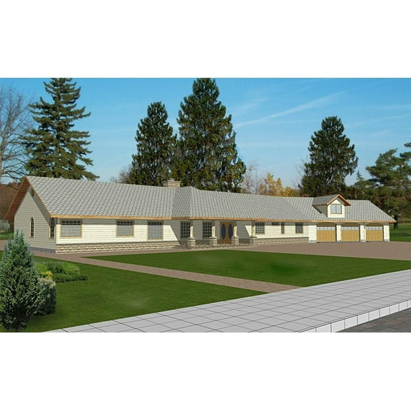 001-3060: Ranch Craftsman 4 Bed, 4 Bath Luxury Home Plan, 3322 Sq Ft: Full Blueprints with License to Build by Home Plan Marketplace - Lesuto