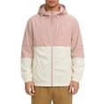 thumbnail image 2 of GUZOM Mens Color Block Stretch Hooded Jacket Windbreaker Nylon Spandex Water Resistant Dusty Pink Spring,Size XL, 2 of 9