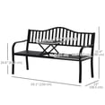 thumbnail image 3 of Outsunny Outdoor Bench with Liftable Middle Table, Patio Loveseat, Black, 3 of 10