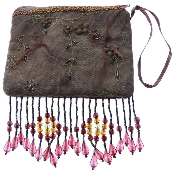 Mi Amore Floral Design Coin Purse Brown/Multicolor