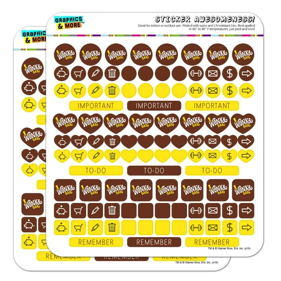 Willy Wonka and the Chocolate Factory Wonka Bar Logo Planner Calendar Scrapbooking Crafting Sticker Set