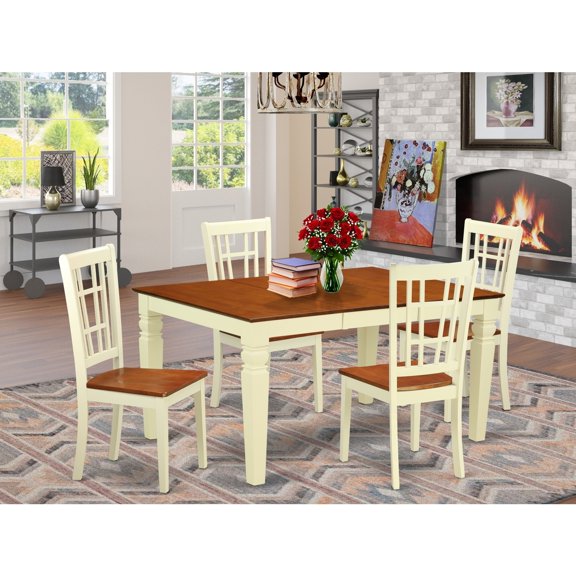 Baroque Dining Table Set - Kitchen Table & Chairs - 5 Piece Home Furniture Set