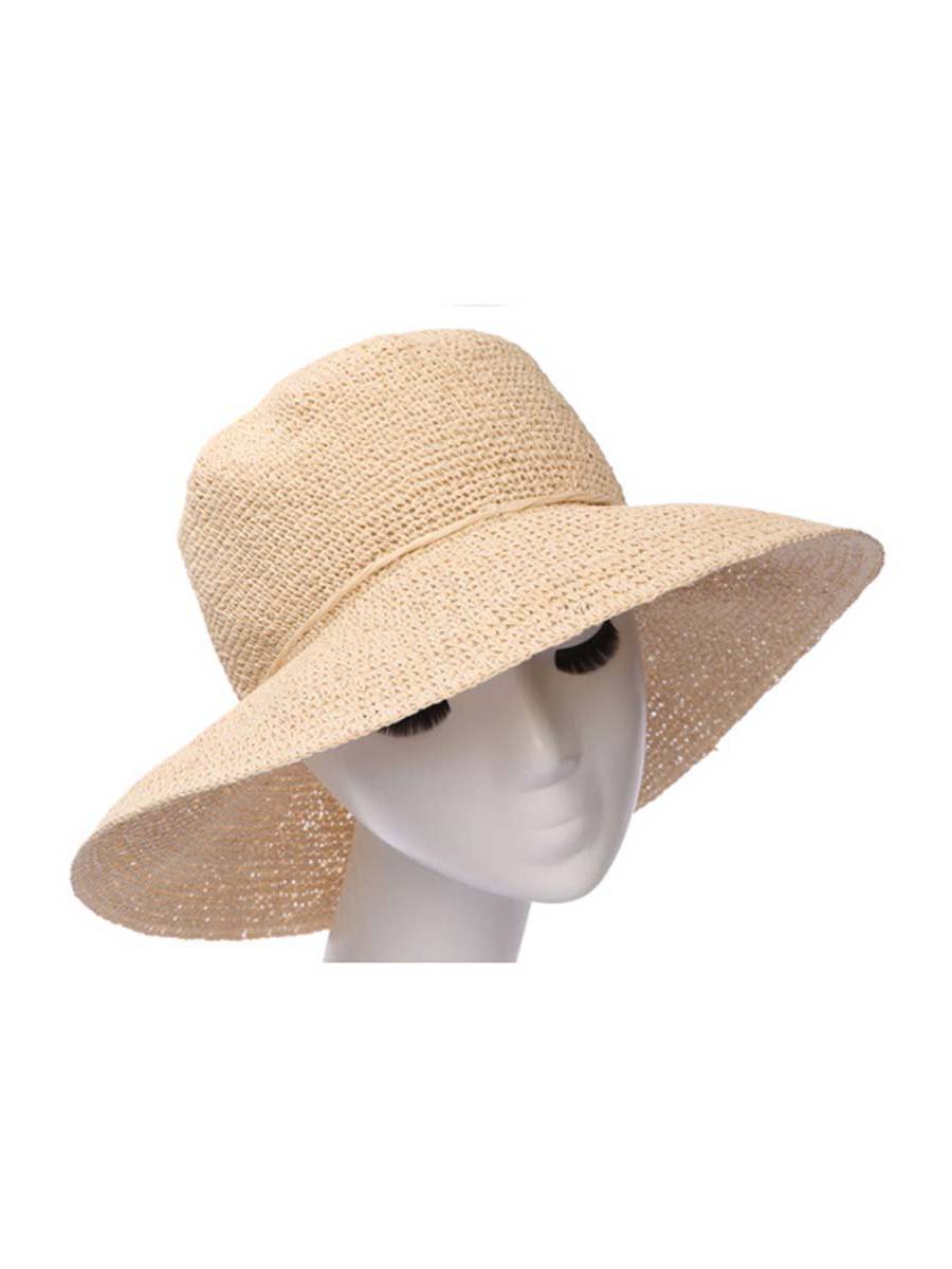 Womens Straw Wide Brim Sun Hat w 