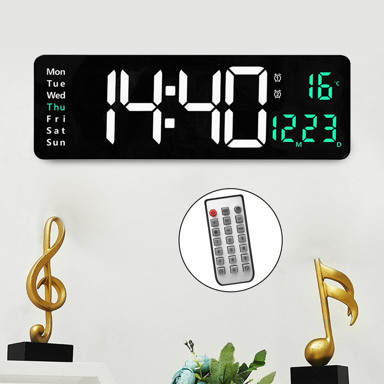 Oversized 15" Digital USB Two-Color Display with Remote Control Large Number W/ Calendar Classroom Bedroom Decoration , Green