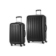 Alex-Luggages Sets Glossy Suitcase Sets Hardside Spinner Trolley Expandable TSA 2 Piece Set, Black