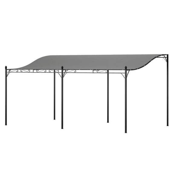 10' x 16' Outdoor Pergola Canopy, Metal Patio Pergola with Drainage, Dark Gray