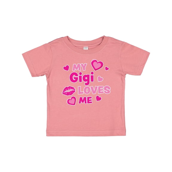 Inktastic Valentine's Day My Gigi Loves Me Hearts and Lips Boys or Girls Baby T-Shirt
