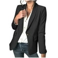 thumbnail image 2 of Women Casual Blazer Button Lapel Suit Jacket for Women with Pockets Long Sleeve Work Business Fashion Blazers Jackets Outfits, 2 of 5