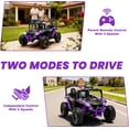 thumbnail image 3 of iYofe 24V Powered Ride on Toys with Remote Control, Kids Ride on Car UTV for Boys Girls Ages 3-5, Ride on Vehicles Electric Cars for Kids with Bluetooth, Music, LED Light, 4 Wheels Suspension, Purple, 3 of 9