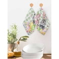 thumbnail image 2 of Sage Green Easter Kitchen Dish Towels for Drying Dishes Set of 3, Spring Watercolor Bunny Eggs Flower Plaid Waffle Weave Microfiber Hand Tea Bathroom Towels Quick Dry & Absorbent Towel 12x12, 2 of 7