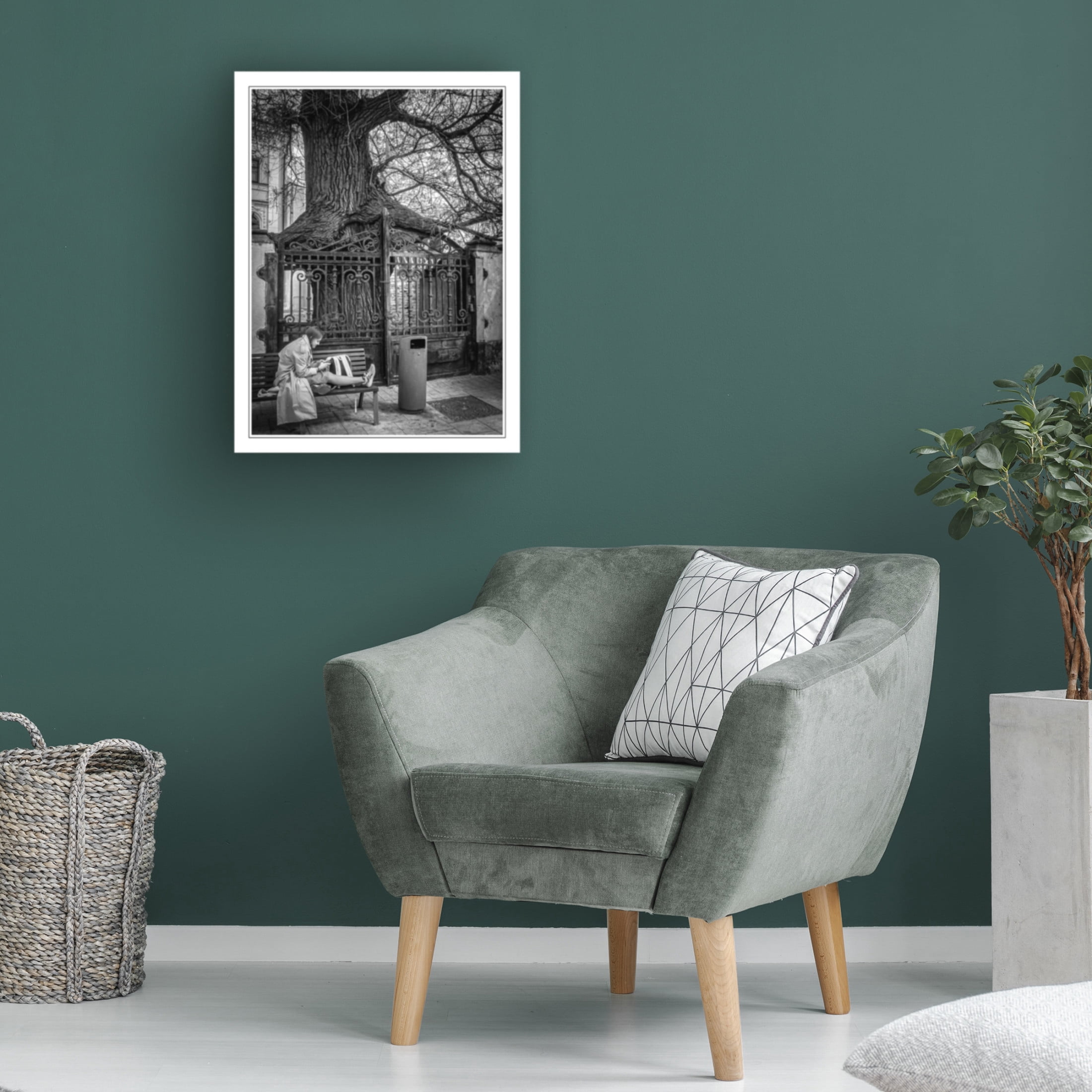 Canvas Wall Art - Yury A Melnikov 'City Woman Tree Urn Loneliness' Wall Art for Living Room, Bedroom, or Office Décor by Trademark Fine Art - 24 x 32 Inches