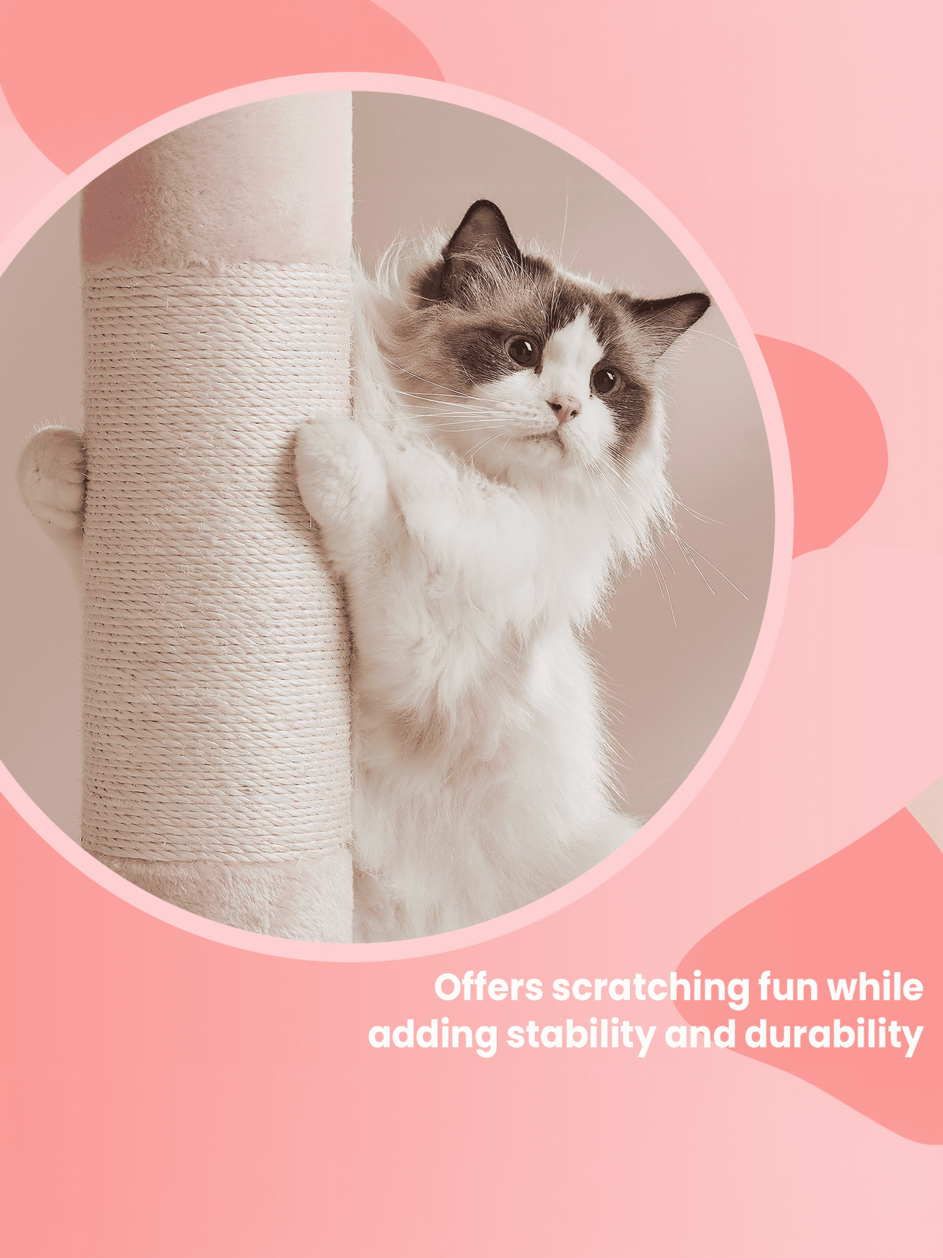 LEDREM 40.6-Inch Cat Tree Tower for Extra Large Cats up to 44 lb, Plush Condo with Large Perch & 2 Caves, Scratching Posts, Jelly Pink
