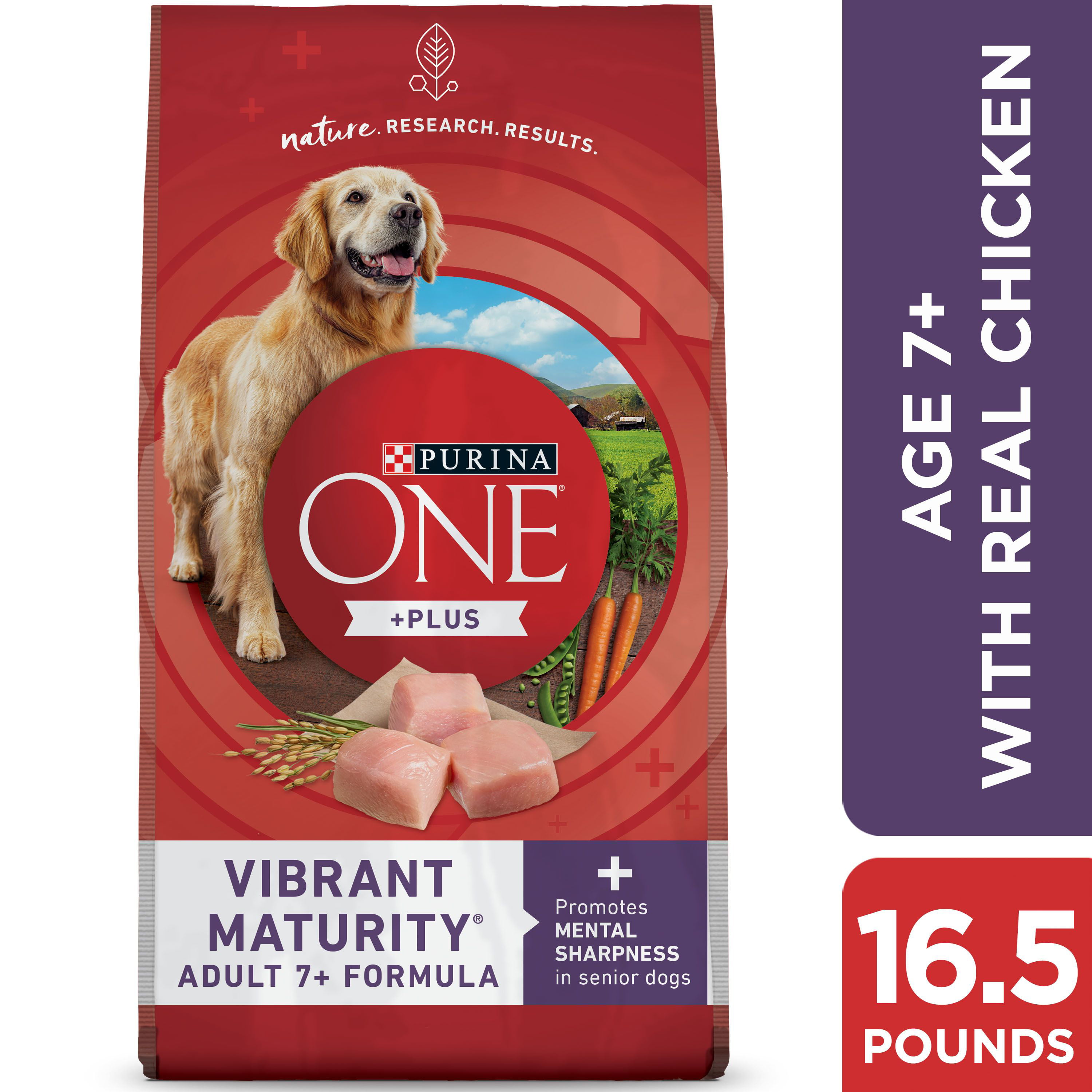 Purina ONE Protein Senior Dry Dog Food, Vibrant Adult 7+ Formula, 16.5 lb. Bag Walmart.com