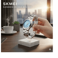 thumbnail image 2 of Reloj Mujer Dama Cuarzo Moda Casual Acero Impermeable 1620 Xtellar Correa Plateado Fondo Azul, 2 of 4