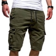 thumbnail image 2 of hopeusnice Mens Elastic Waist Drawstring Workout Casual Beach Pants Fashion Summer Solid Color Loose with Pockets Cargo Shorts Lounge Shorts Running Shorts Gym Shorts Army Green XXXL, 2 of 4