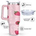 thumbnail image 3 of Strawberry Cute 40 Oz Tumbler with Handle Lid and Straw, Stainless Steel Double Walled Vacuum Insulated Cup, Cute Anniversary Wedding Birthday Gifts Tumbler for Women Men Friends Outdoor Indoor, 3 of 7
