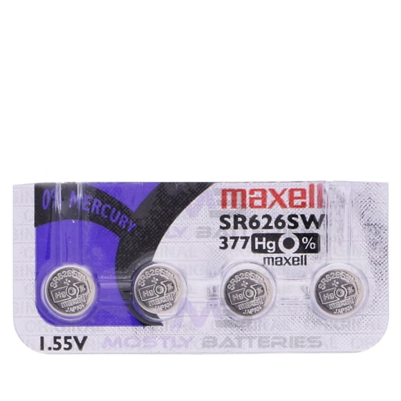 Maxell 377 SR626SW 1.55 Volt Silver Oxide Watch Batteries Factory Hologram 4 Batteries