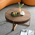 thumbnail image 6 of 31.5 Inch Round Coffee Table - Modern Walnut Finish And Metal Construction For Living Room Use Drum 31.5" Base Look For Spaces, 6 of 6