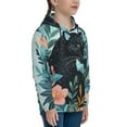 thumbnail image 3 of Balery Black Panther Floral Illustration Pattern Boys Hoodie, Youth Pullover Hooded Sweatshirt, Kangaroo Pocket Hoodie for Kids Girls -Small, 3 of 6