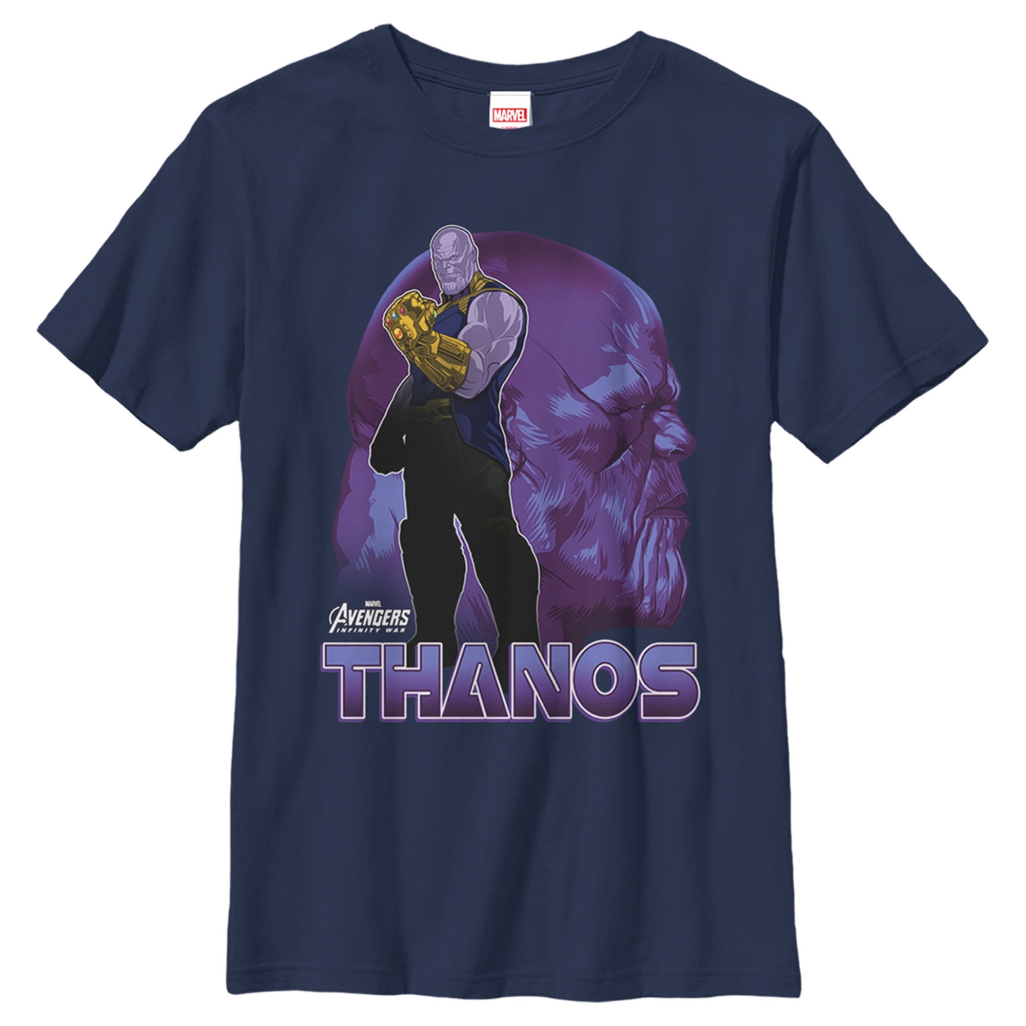 Boy's Marvel Avengers: Infinity War Thanos Portrait Graphic Tee Navy Blue Small