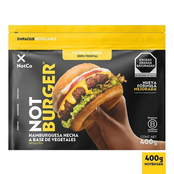 Hamburguesa hecha a base de vegetales Not Meat sabor carne 400g