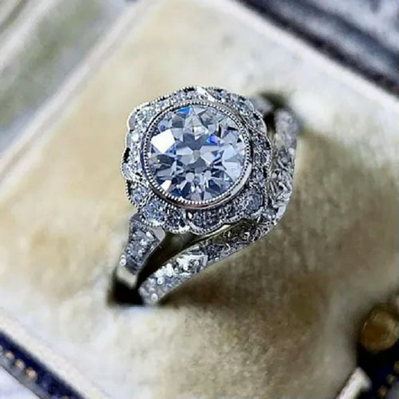 Fashion 2pcs/set 925 Silver Ring Cubic Zircon Women Anniversary Jewelry Sz 6-10