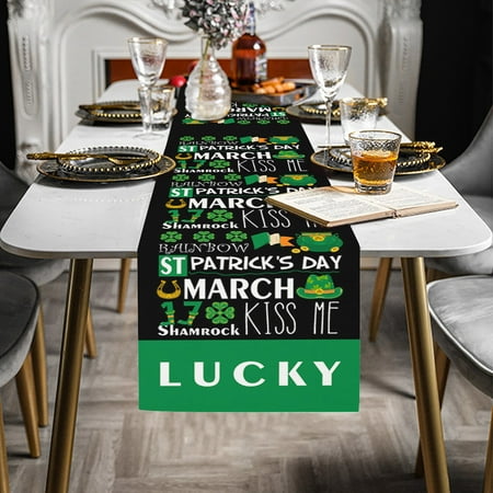 

Hesxuno Table Runner Tablecloth St. Patrick s Day Print 13 X 70 Inch for St. Patrick s Day Table Decorations on Clearance