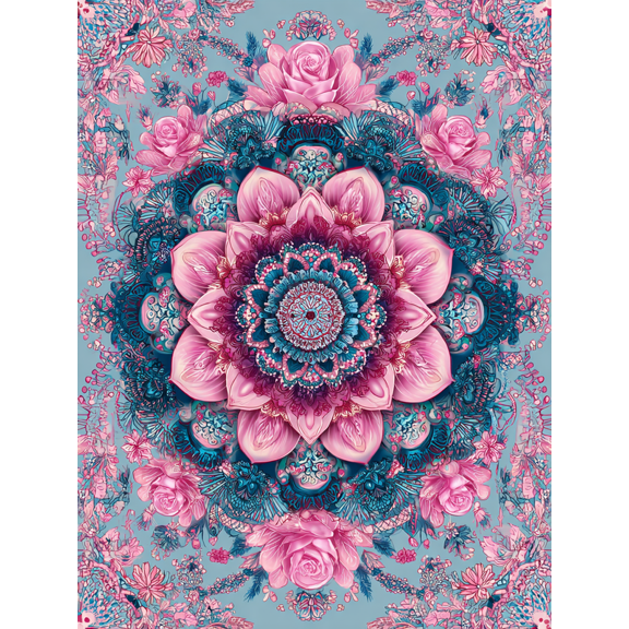 Kaleidoscope Floral Canvas Print Wall Art Home Decor for Living Room Bedroom Office Cafe Bar Hotel